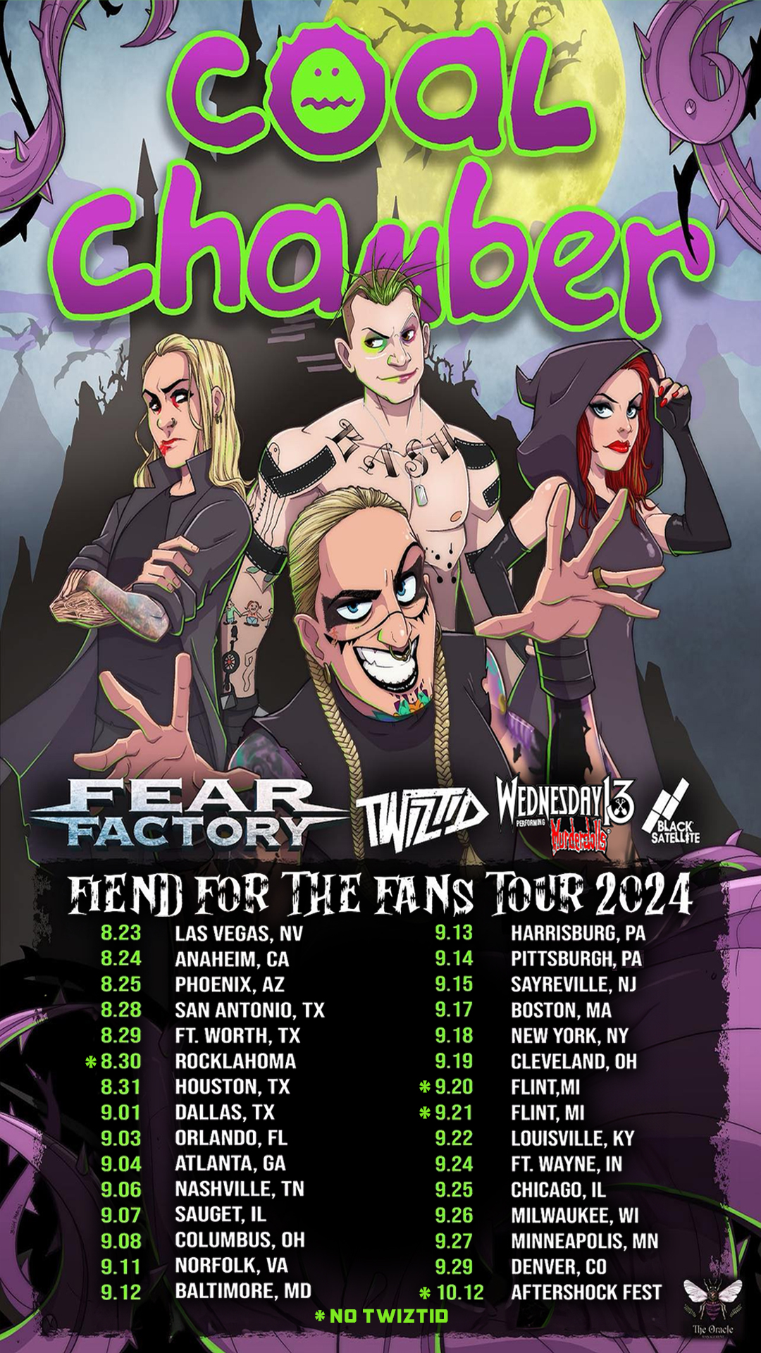 Coal Chamber, Fear Factory, Twiztid, Wednesday 13 and Black Satellite Announced for Fiend For The Fans 2024
