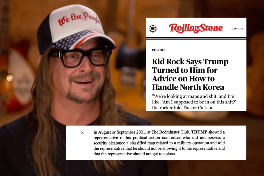 Unsealed Trump Indictment Sparks Questions About Kid Rock’s Access to Classified Military Documents Because Sure, Why Not