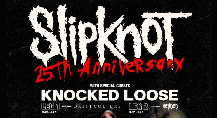 Slipknot Announce 25th Anniverary "Here Comes The Pain" North American Tour Featuring Knocked Loose, Orbit Culture and Vended
